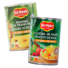 Del Monte ananas, mango, perziken of fruitcocktail